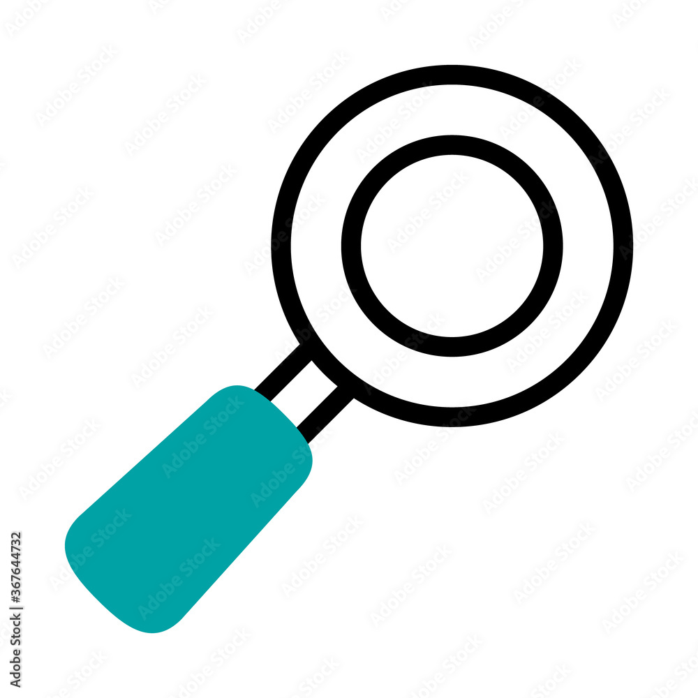 magnifying glass icon, half line half color style magnifying glass icon, half line half color style