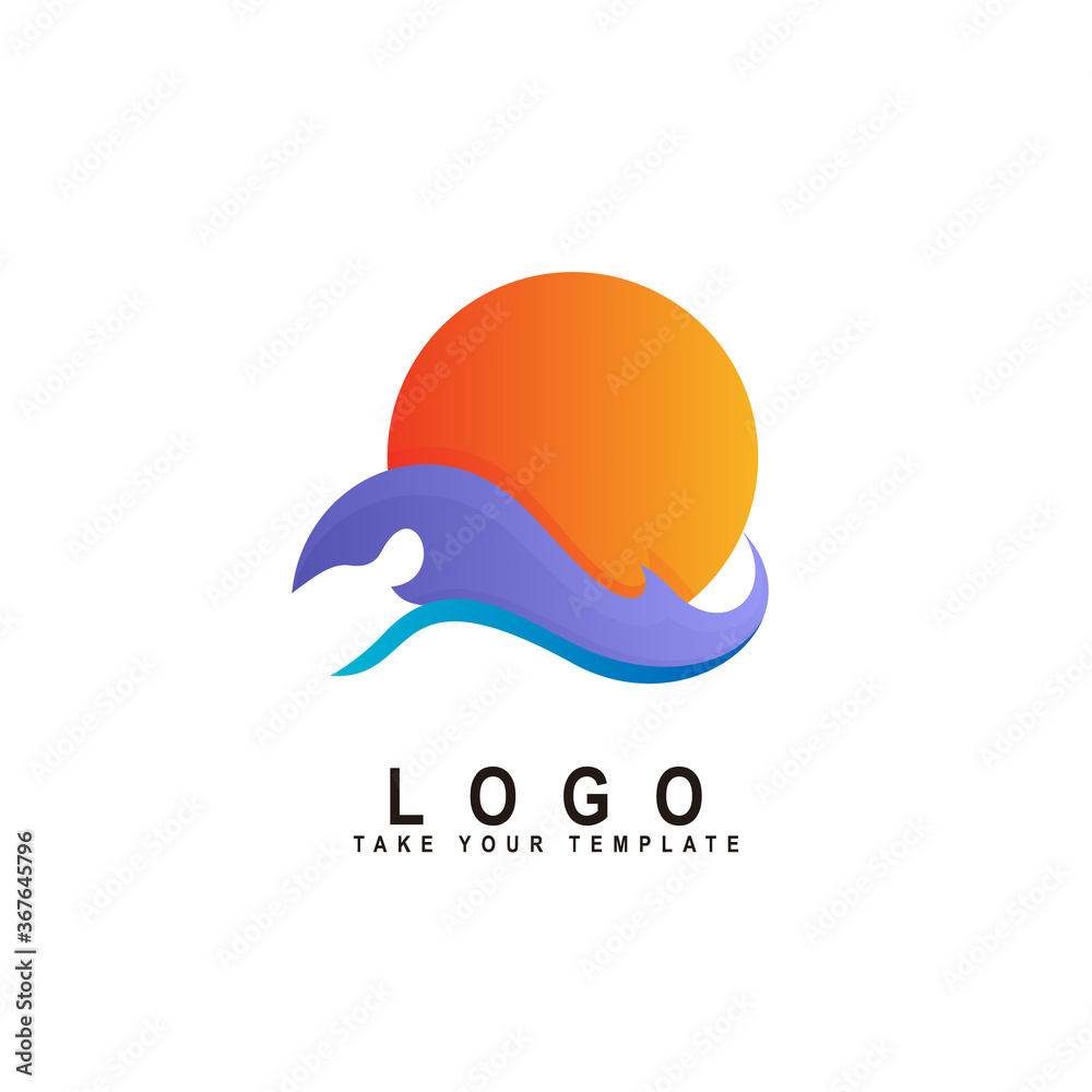 sun and wave logo design template sun and wave logo design template