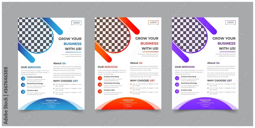Corporate Flyer Template Design With 4 Attractive Gradient Color, Creative Layout With Well Organized Layer