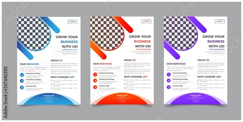 Corporate Flyer Template Design With 4 Attractive Gradient Color, Creative Layout With Well Organized Layer