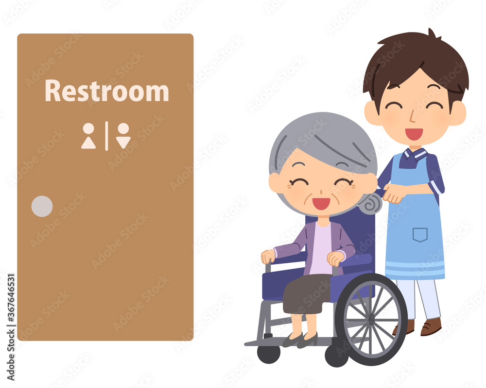 トイレ介助 車いす シニア女性 トイレ介助 車いす シニア女性