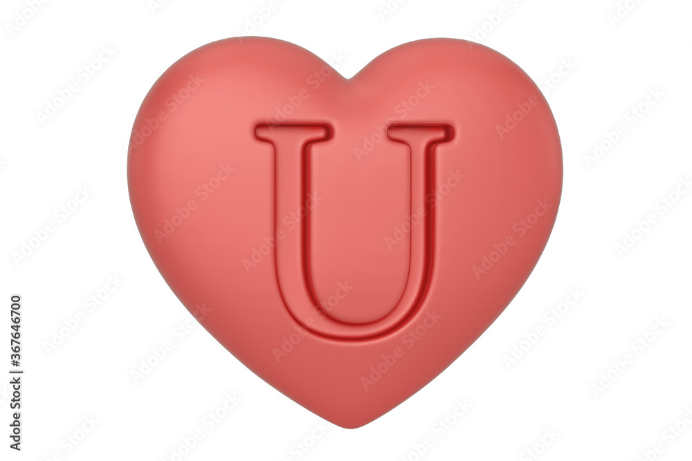 Alphabet heart Isolated On White Background, 3D render. 3D illustration. Alphabet heart Isolated On White Background, 3D render. 3D illustration.