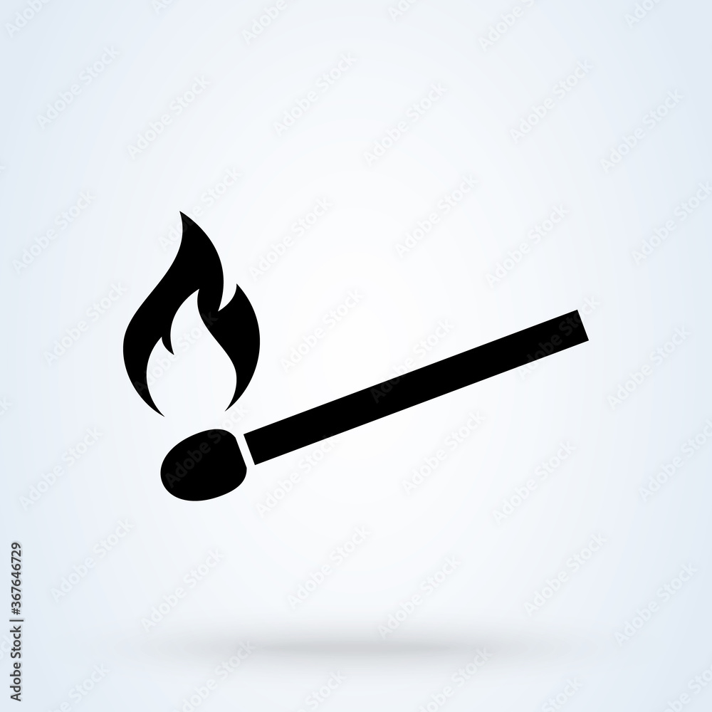 burning match. Simple modern icon design illustration. burning match. Simple modern icon design illustration.