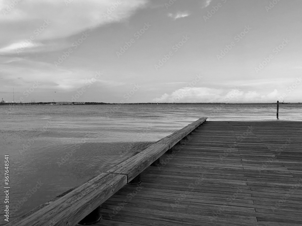 A small pier over calm water in South Carolina.