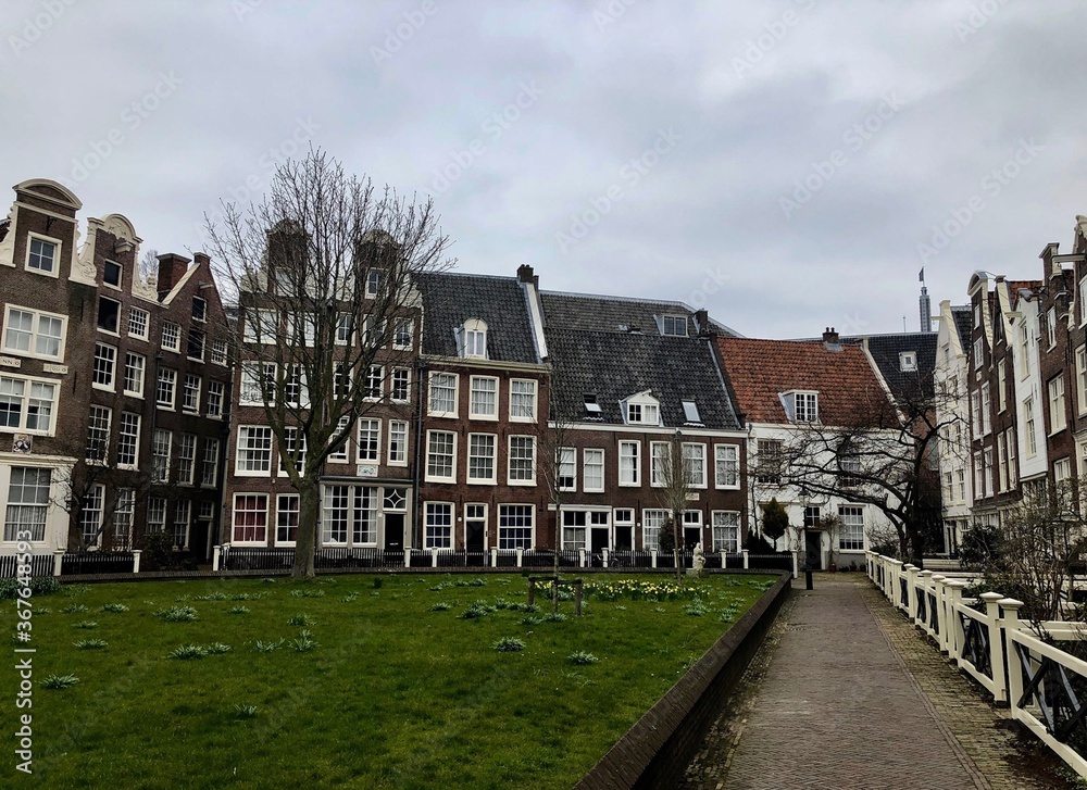 Connected buildings in a quiet neighborhood in Ghent, Belgium.
