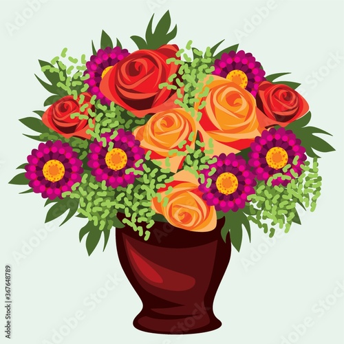 colorfull flowers in a vase