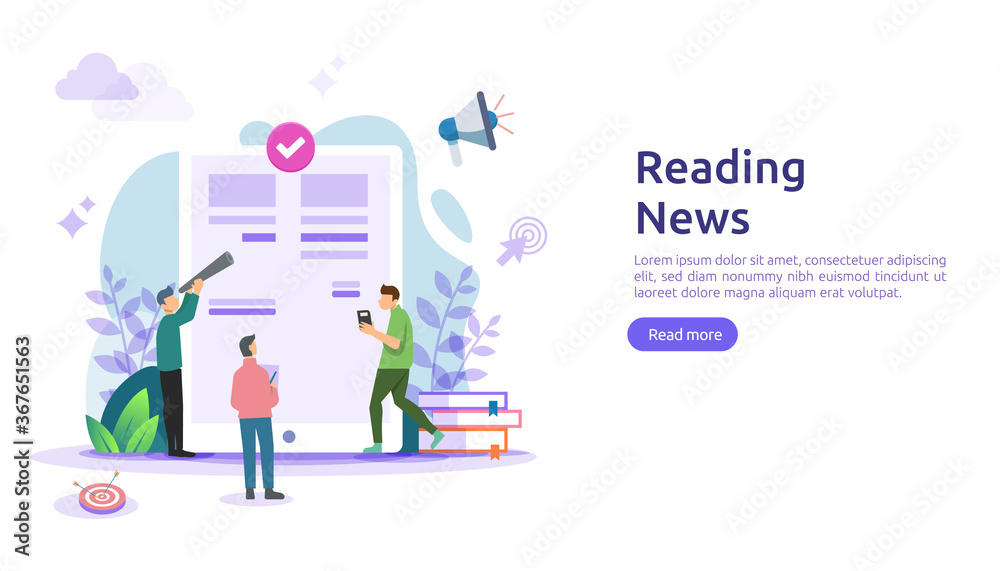 reading newspapers and online news article media on smartphone concept with people character. flat illustration template for web landing page, banner, presentation, social, poster, ad or print media reading newspapers and online news article media on smartphone concept with people character. flat illustration template for web landing page, banner, presentation, social, poster, ad or print media