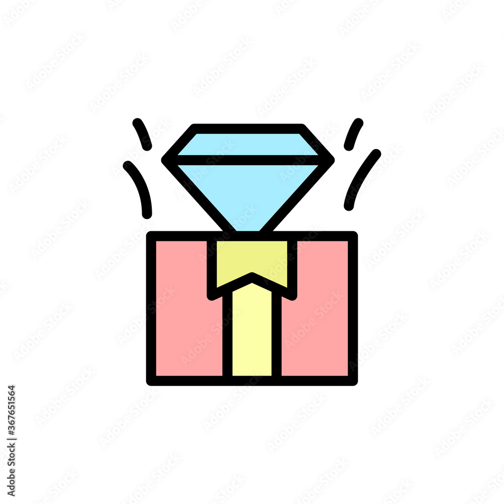 Obraz premium Gift, box, present, diamond icon. Simple color with outline vector elements of present icons for ui and ux, website or mobile application