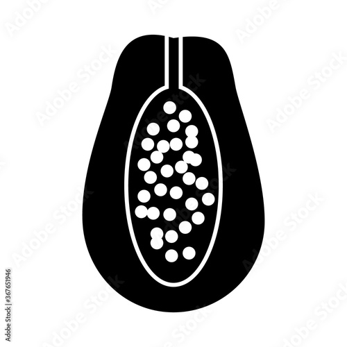 half papaya icon, silhouette style