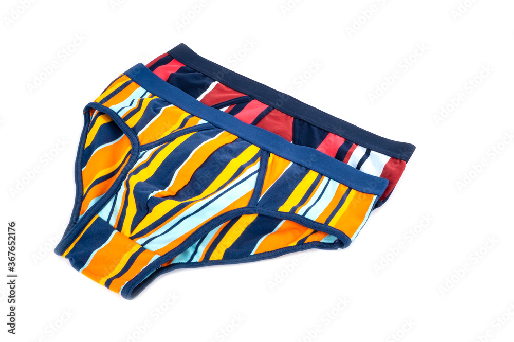 Two Pairs of Colorful Men's Briefs Isolated on White Two Pairs of Colorful Men's Briefs Isolated on White