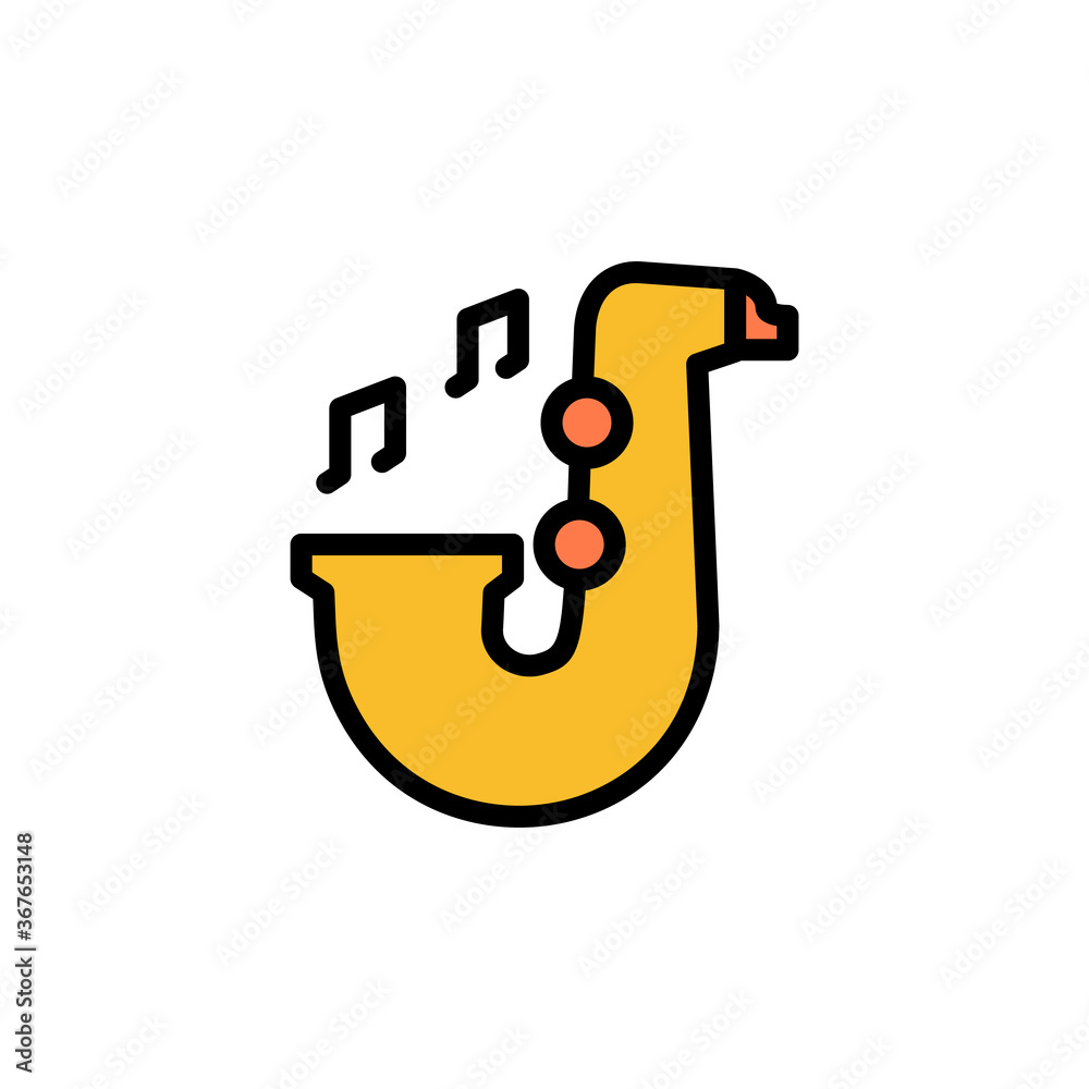 Saxophone, musical instrument icon. Simple color with outline vector elements of cultural activities icons for ui and ux, website or mobile application