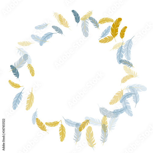 Detailed majestic feather on white design.