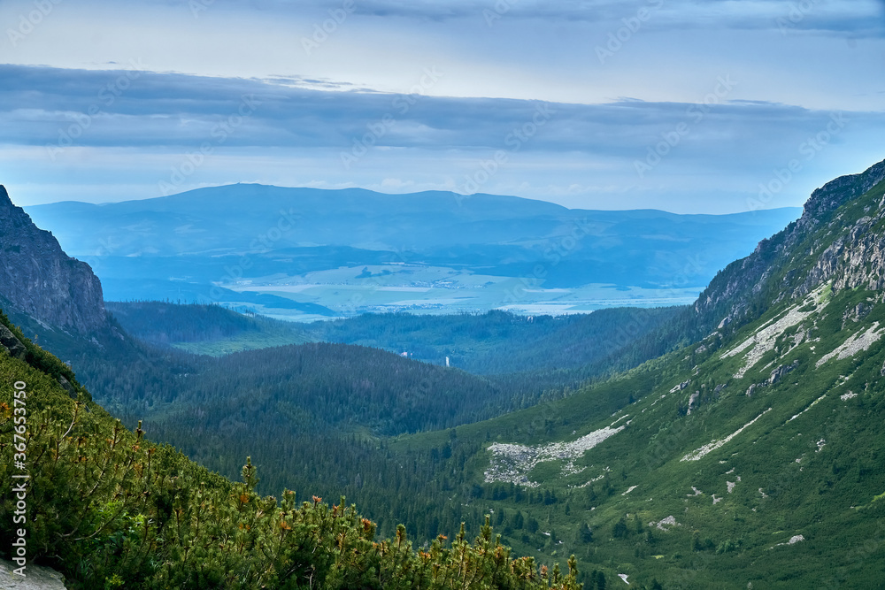 Beautiful panoramic aerial drone view of mountain in National Park High Tatra. northern Slovakia, Europe. Beautiful world.