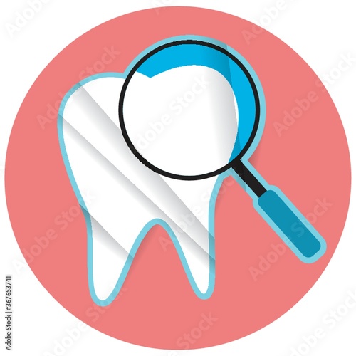 tooth with magnifying glass