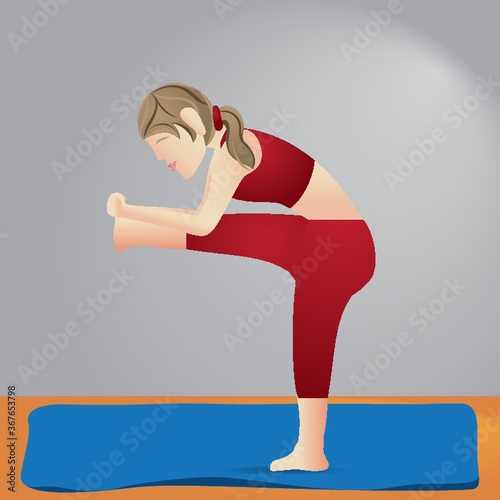 girl practising yoga in extended hand-to-big-toe pose