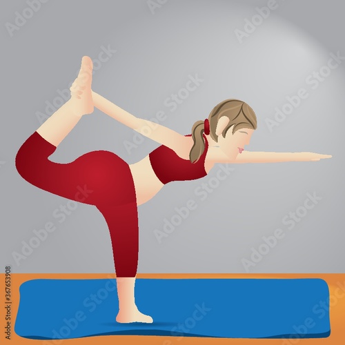 girl practising yoga in lord of the dance pose
