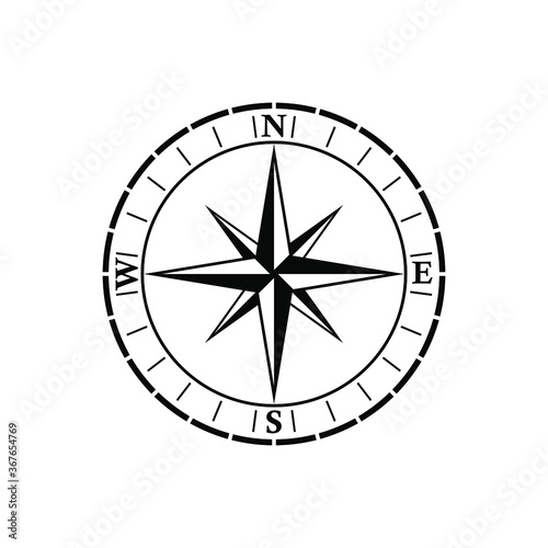 Compas icon isolated on background. Modern flat compass pictogram, business, marketing, internet concept. Trendy Simple vector symbol for web site design or button to mobile app. Logo illustration.