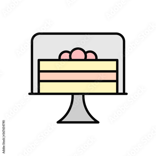 Cake, plate icon. Simple color with outline vector elements of public catering icons for ui and ux, website or mobile application