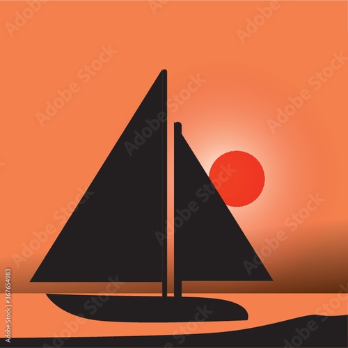 silhouette of boat