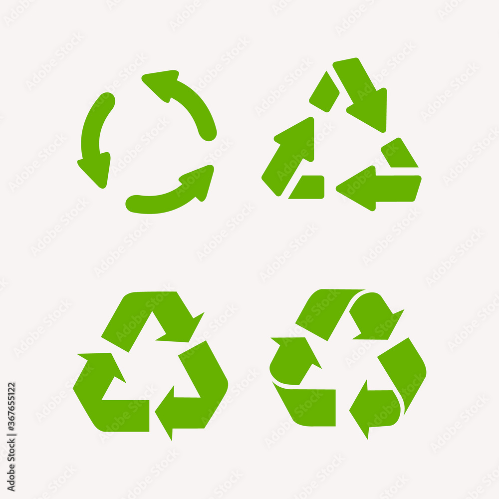 Recycled cycle arrows vector icon set Recycled cycle arrows vector icon set