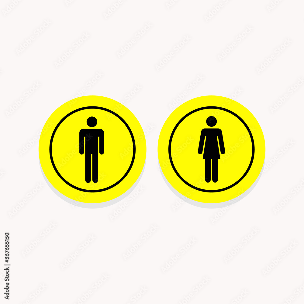 Set of toilet icon in the circle button Set of toilet icon in the circle button