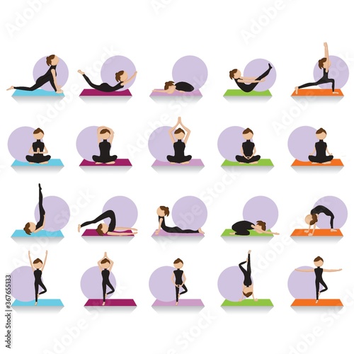set of yoga icons