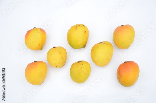 bunch the red yellow mango isolated in white background