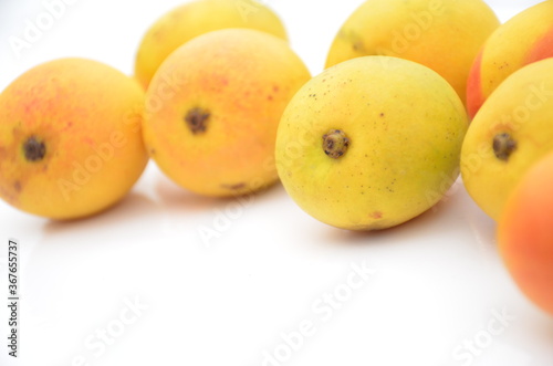 bunch the red yellow mango isolated in white background