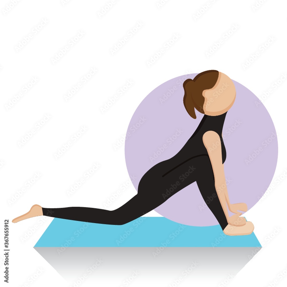 girl practising yoga in low lunge pose girl practising yoga in low lunge pose