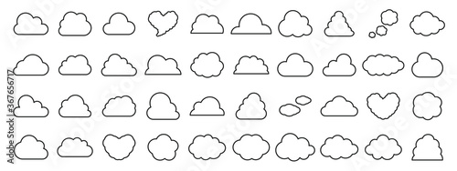 Set of cloud icons of various shapes
