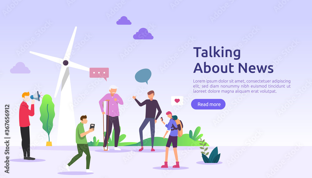 group of people speak and chatting about news concept. social network discuss dialogue speech bubbles for web design, banner, mobile app, landing page, vector flat design