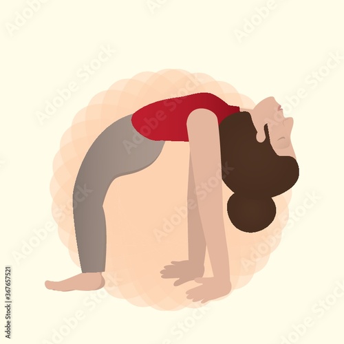 girl practising yoga in wheel pose