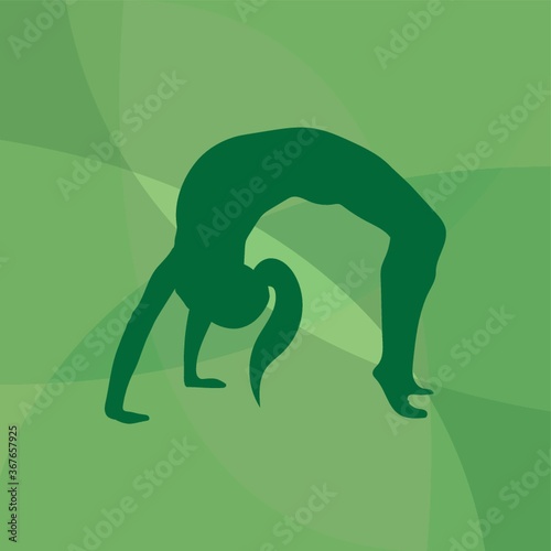 girl silhouette practising yoga in wheel pose