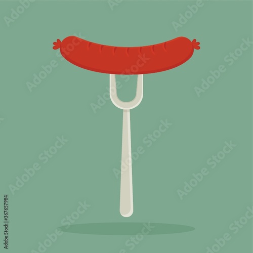 sausage with fork