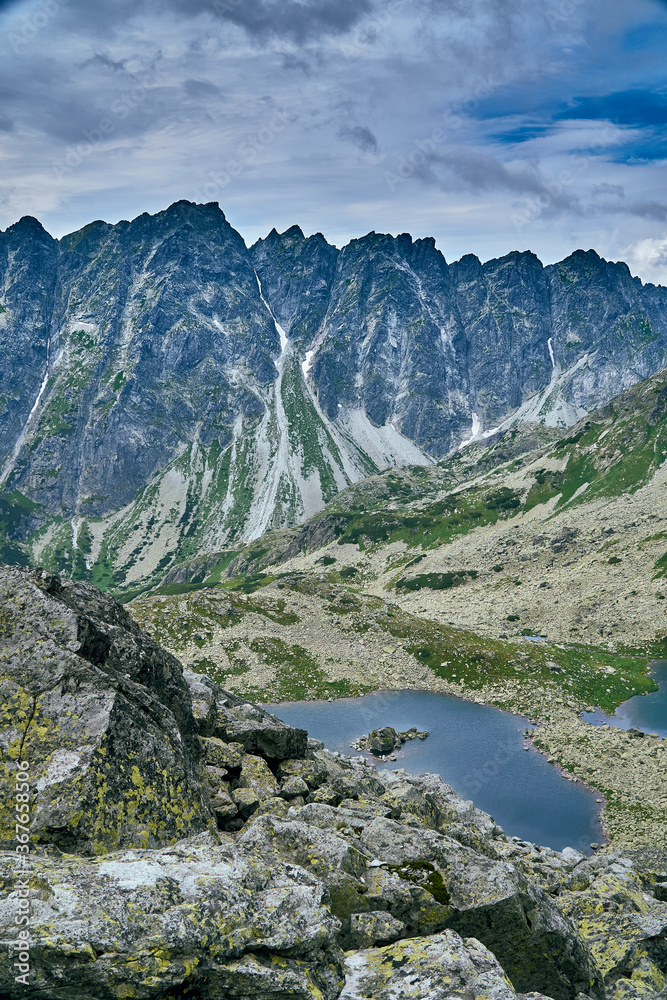 Zabie Stawy Mieguszowieckie, Zabie plesa - three Tatra ponds located in the Zabia Mieguszowiecka Valley (Zabi plies Basin), in the Slovak High Tatras, northern Slovakia, Europe. Beautiful world.