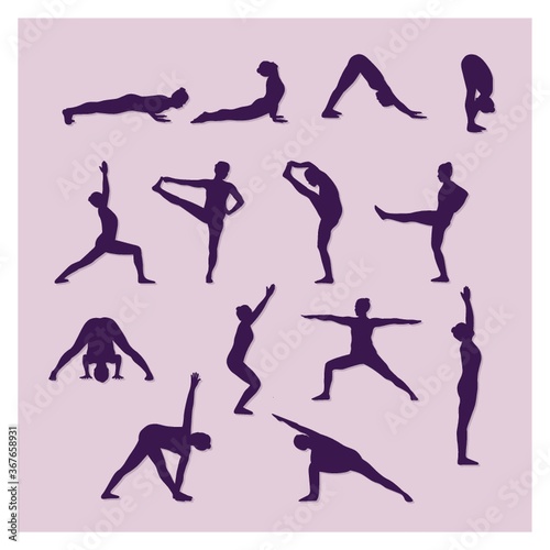set of yoga icons