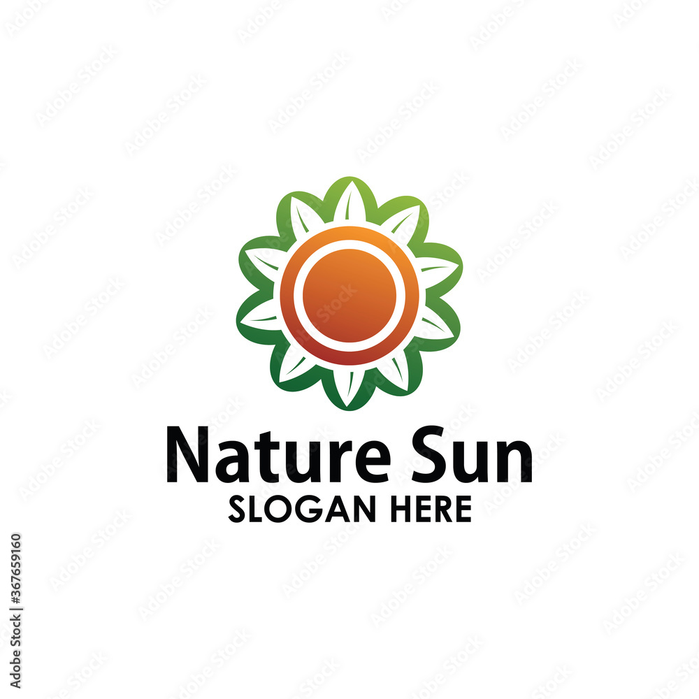 Naklejka premium nature sun logo concept design vector template, agriculture logo brand identity