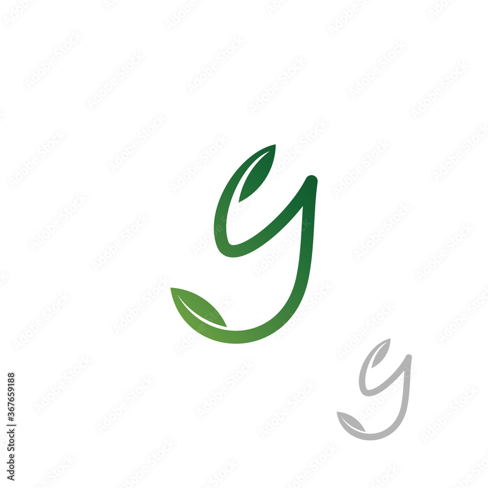 letter Y and leaf logo design vector template letter Y and leaf logo design vector template