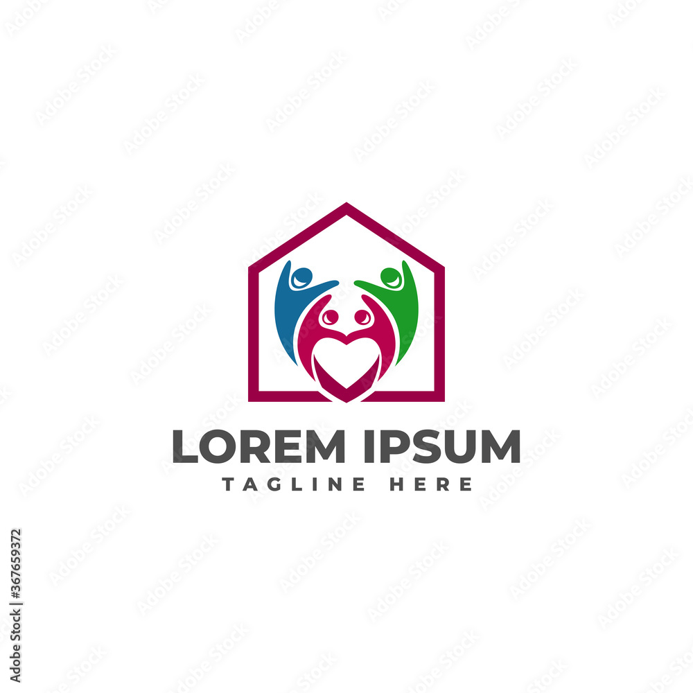 Love and Happy Family Home Logo Vector Icon Illustration Love and Happy Family Home Logo Vector Icon Illustration