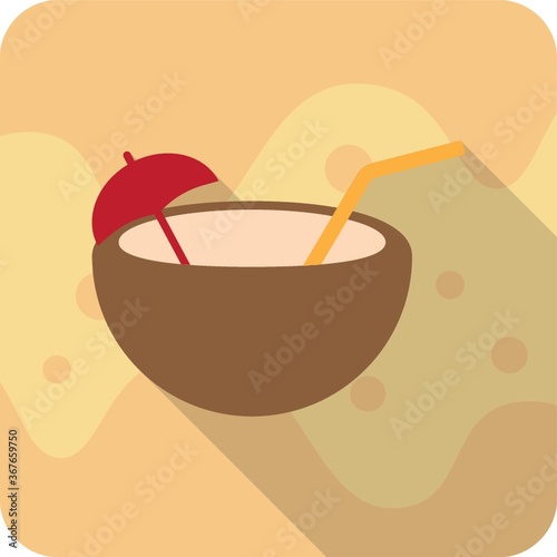 tropical drink in coconut shell