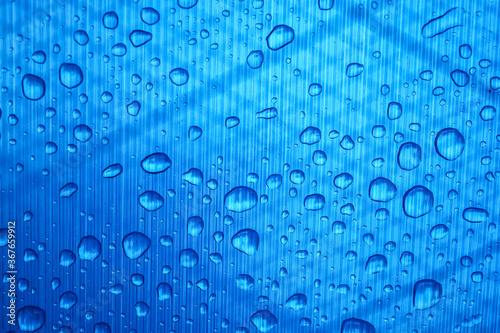 water drops on blue background