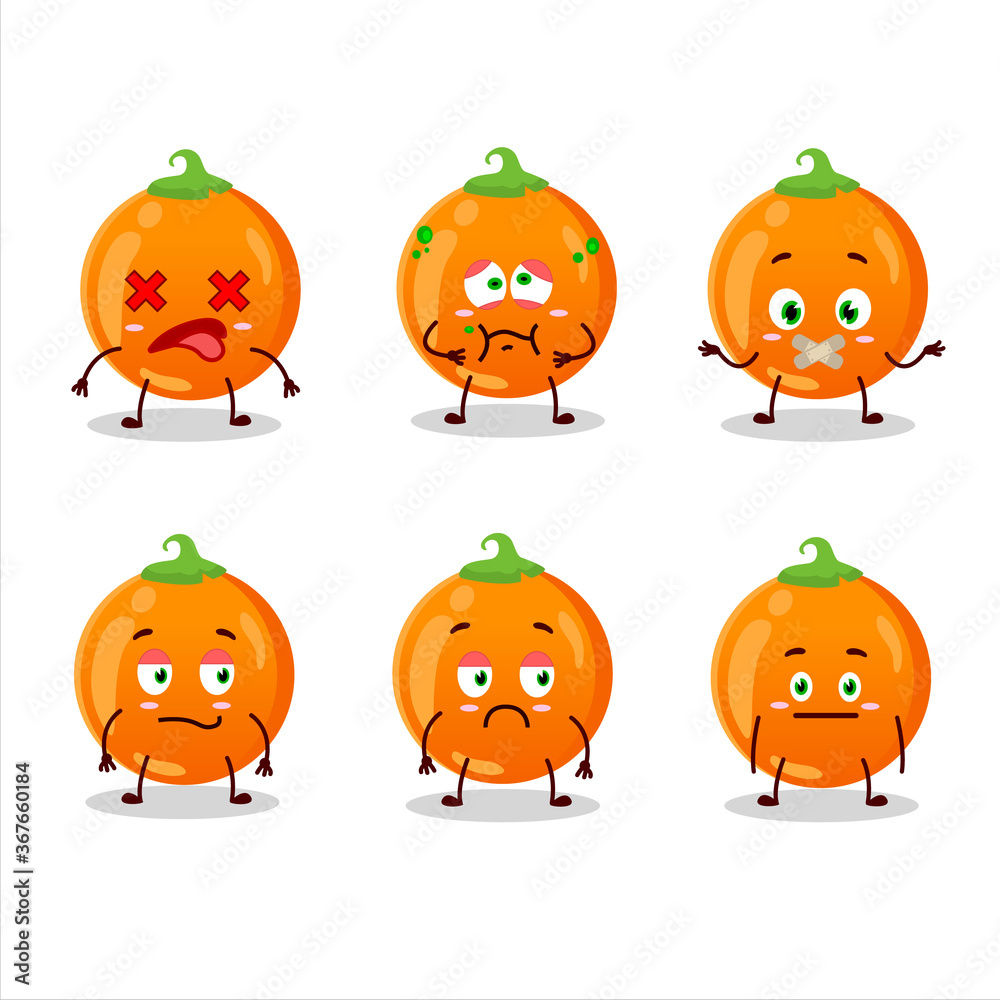 Halloween orange candy cartoon character with nope expression Halloween orange candy cartoon character with nope expression