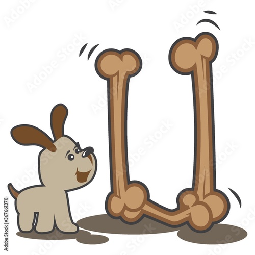 dog with the alphabet u