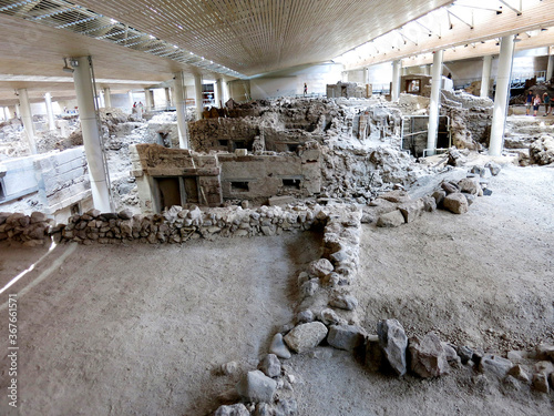 The Akrotiri Excavations Archaeological Site in Santorini, Greece	 photo