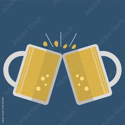 beer glasses making toast