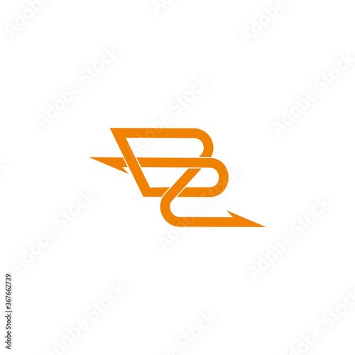 abstract letter b2 linked arrow logo vector