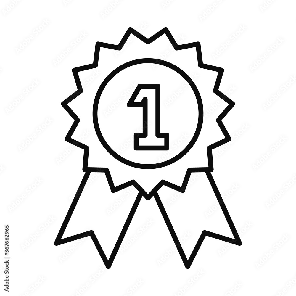 number one seal stamp line style icon vector design