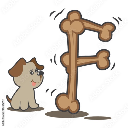 dog with the alphabet f