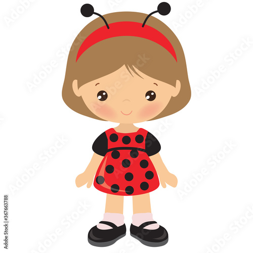 Lady bug girl vector cartoon illustration
