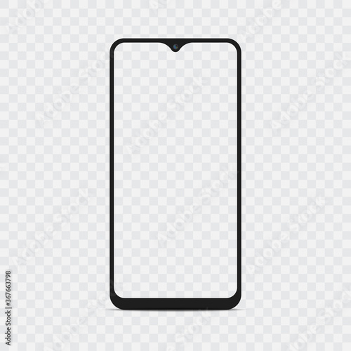 Smartphone Mockup with empty screen. Smartphone with transparent screen, Vector.